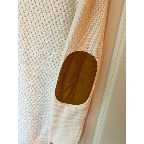 Lety & Me Josey Elbow Patch White Loose Fit Sweater Women's Size Small - Picture 8 of 9